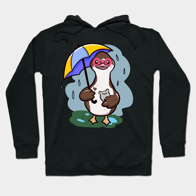 Rainy days duck Hoodie by Jurassic Ink